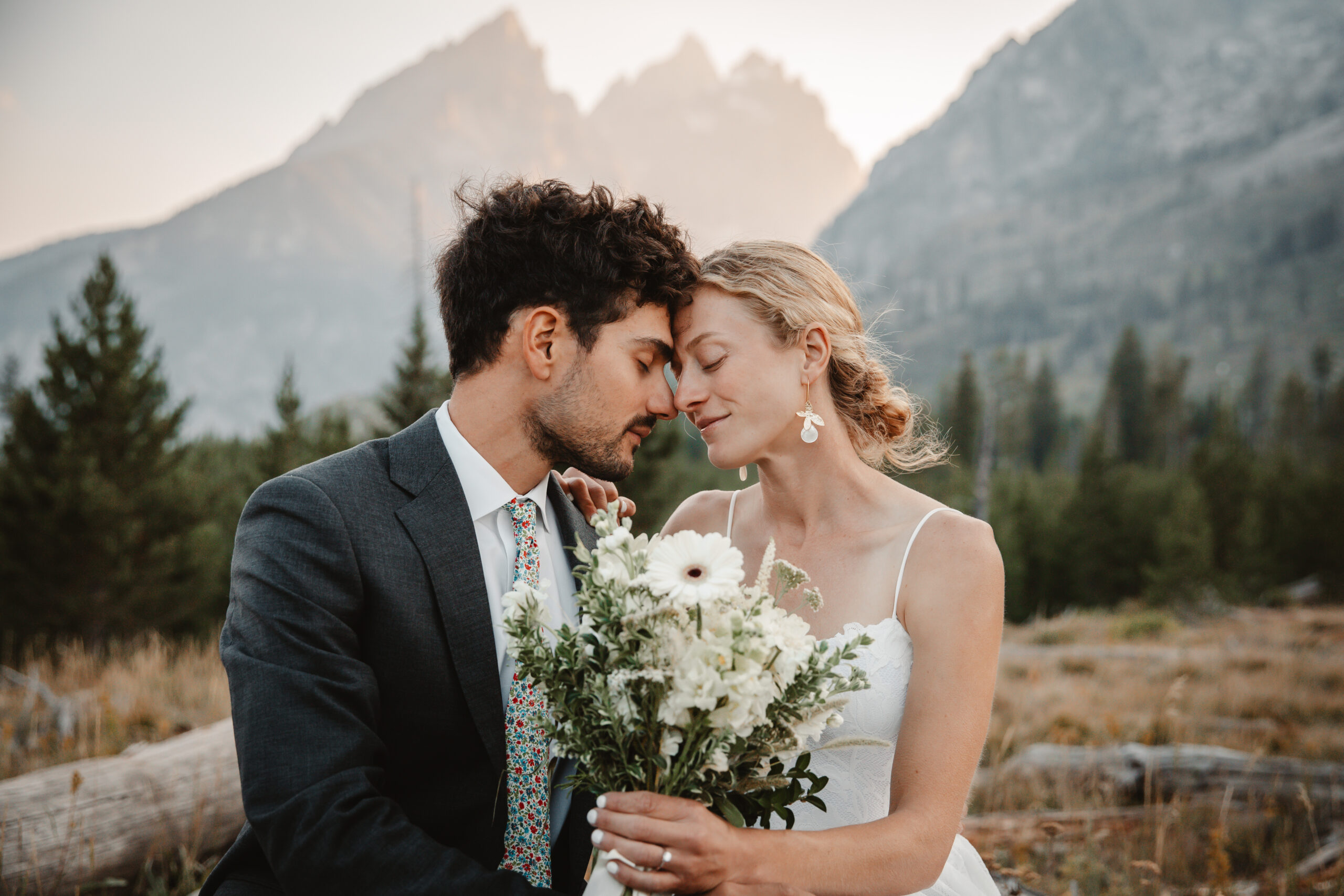A bride and groom elope in the Tetons in Jackson Hole