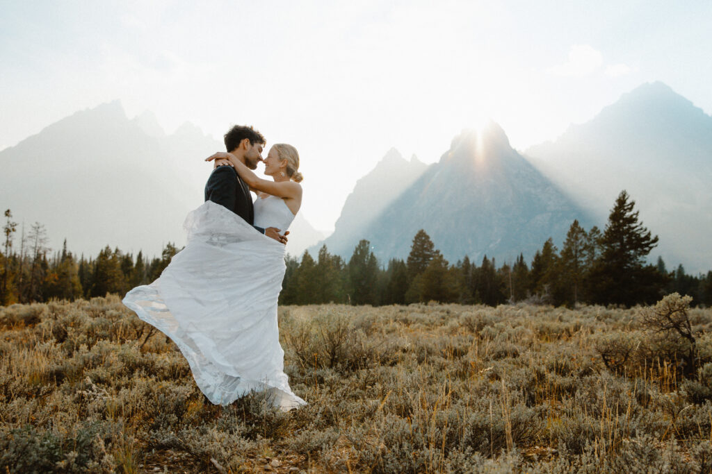 A couple eloping in Jackson Hole