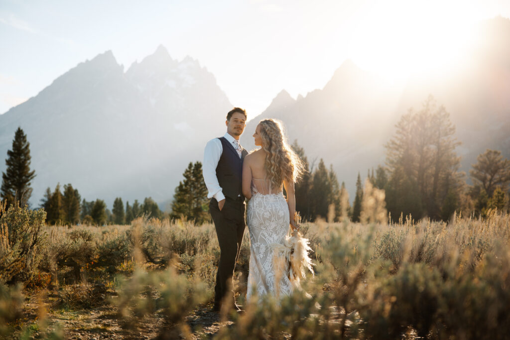 A couple eloping in Jackson Hole, WY