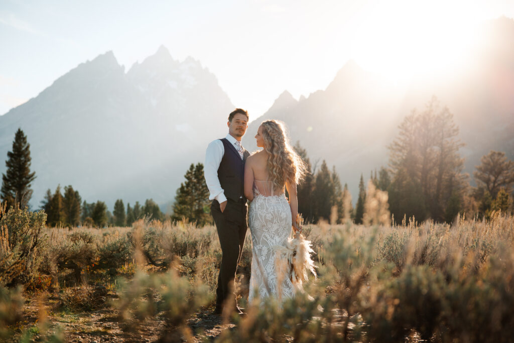 A couple eloping in Jackson Hole, Wyoming